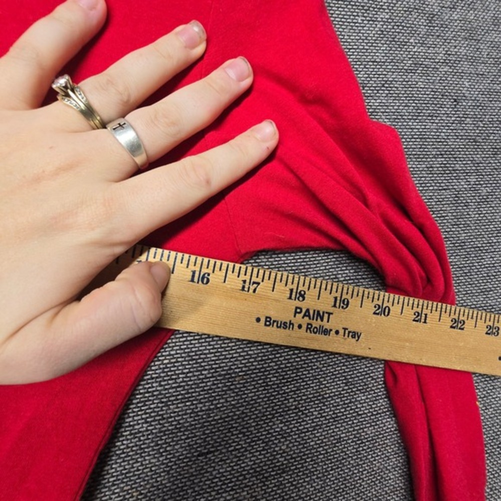 Active Basic Womens Red Long Sleeve Scoop Neck Cotton Stretch Top T9666 Small - Picture 5 of 6
